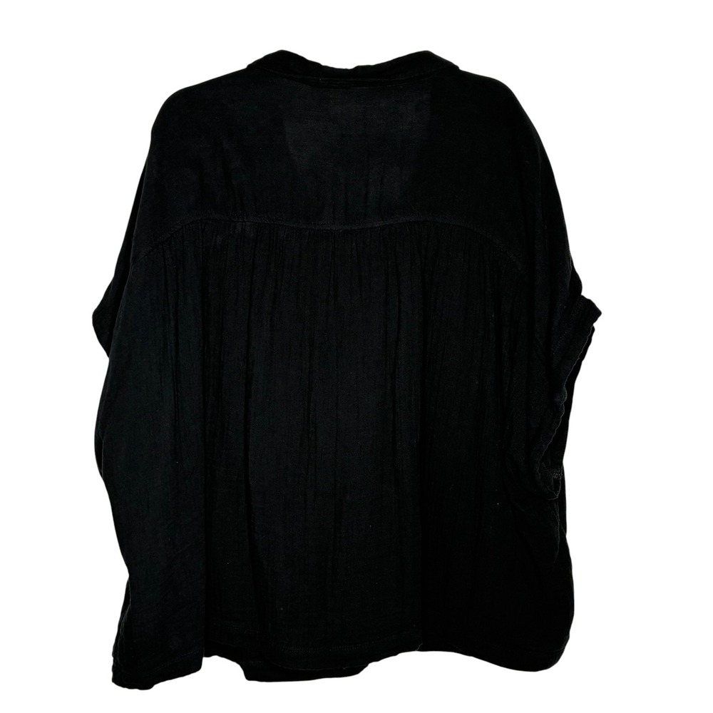 Old Navy XXL Womens Black Cotton Gauze Oversized Shirt Button Down Boxy Oversize - Picture 6 of 8